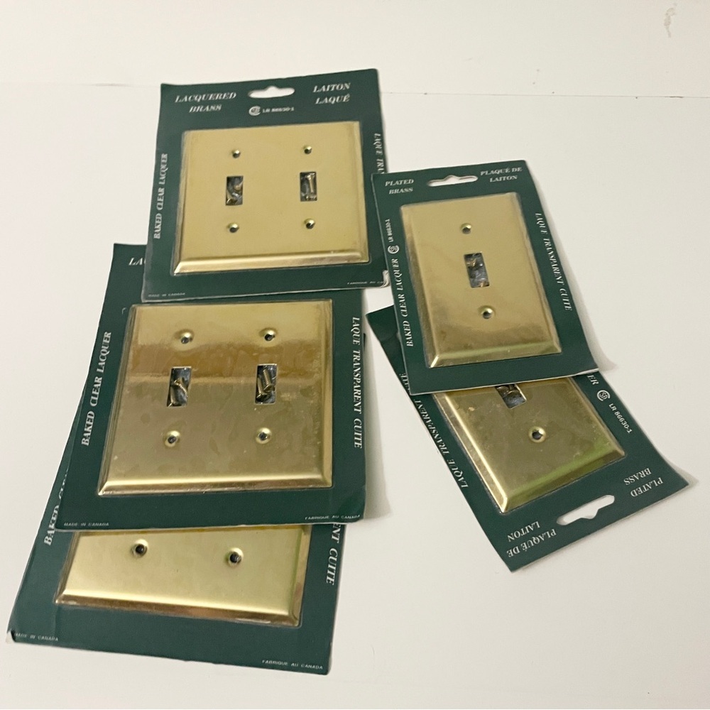 Vintage Lacquered Brass Switch Plate Lot Made in Canada